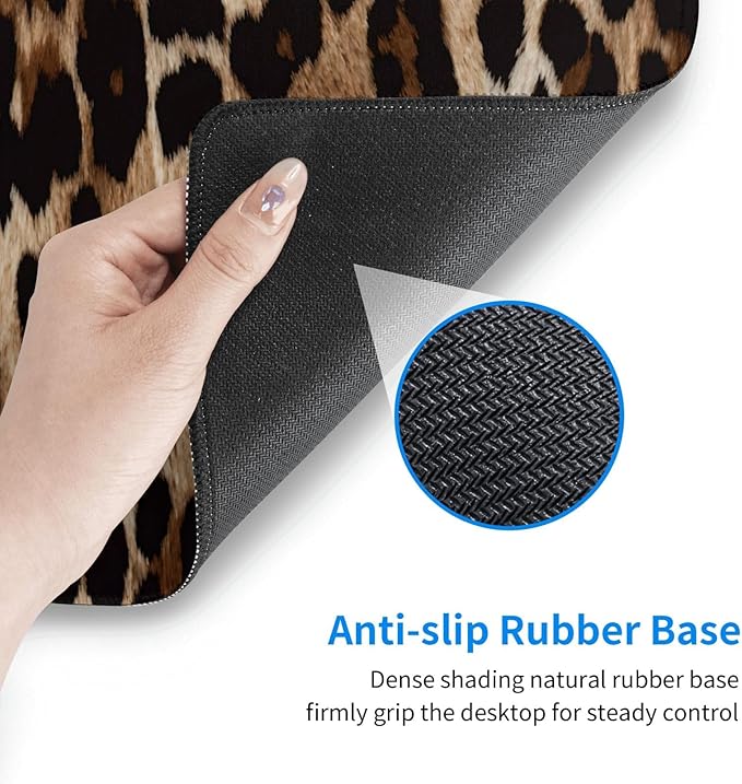 Cheetah Print Large Mouse Pad & Desk Mat Leopard Extended Mousepad with Stitched Edges Non-Slip Rubber Base Laptop Computer Keyboard Pad for Gaming, Office & Home Decor, XL - 31.5" X 11.8"
