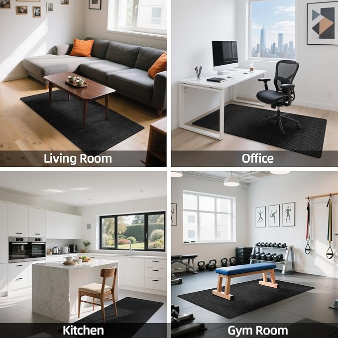Office Chair Mat for Hardwood Floor, 55" x 35" Anti-Slip Mats for Rolling Chair, Large Computer Gaming Chair Mat, Tile Floors Protector for Office Home Gym, Slate Black