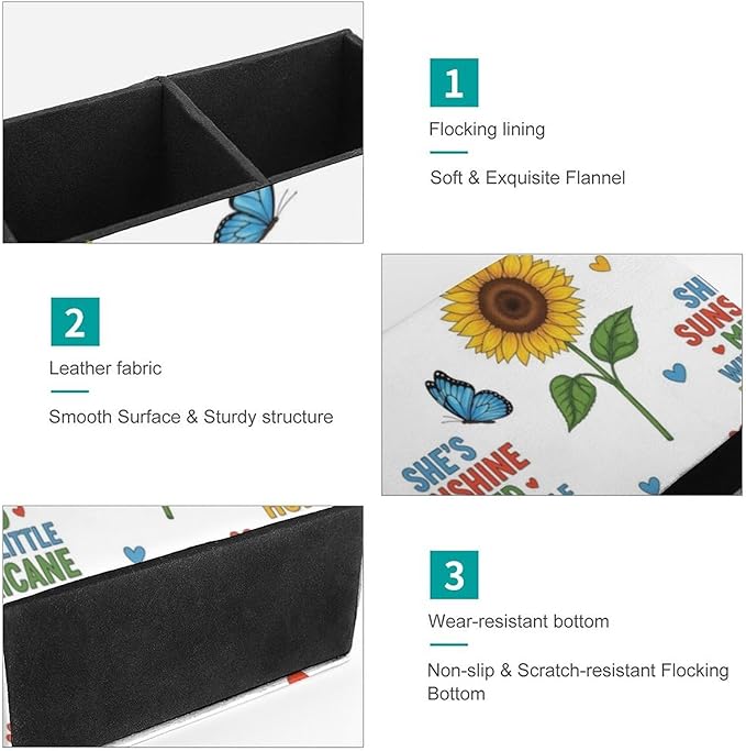 PU Leather Makeup Brush Holder Beautiful Sunflowers, Organize Your Desk in Style