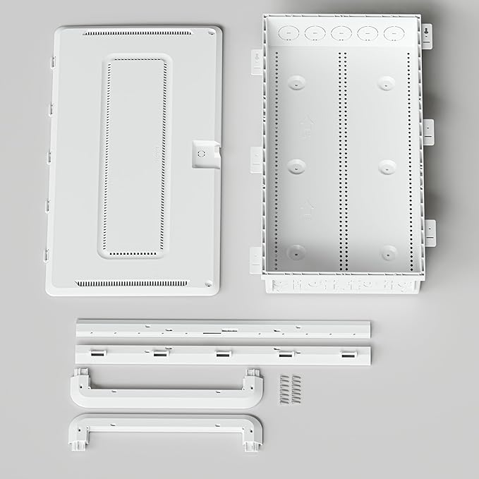 Legrand - On-Q 30 Inch Media Enclosure, WiFi Electrical Box, Cable Management Box for Distribution of Networking Service, Recessed Media Box Lets Signal Through, White, ENP3050NA