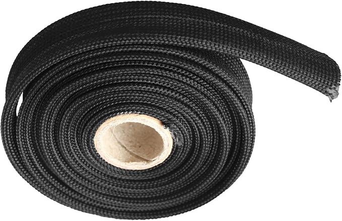 Heat Hose Fiberglass Wrap Shield Sleeve- 1/2" ID x 10'Black Adjustable Hose Heat Shield Spark Plug Wire fuel line Roll For Car Wire Loom cable Brake Line Cable