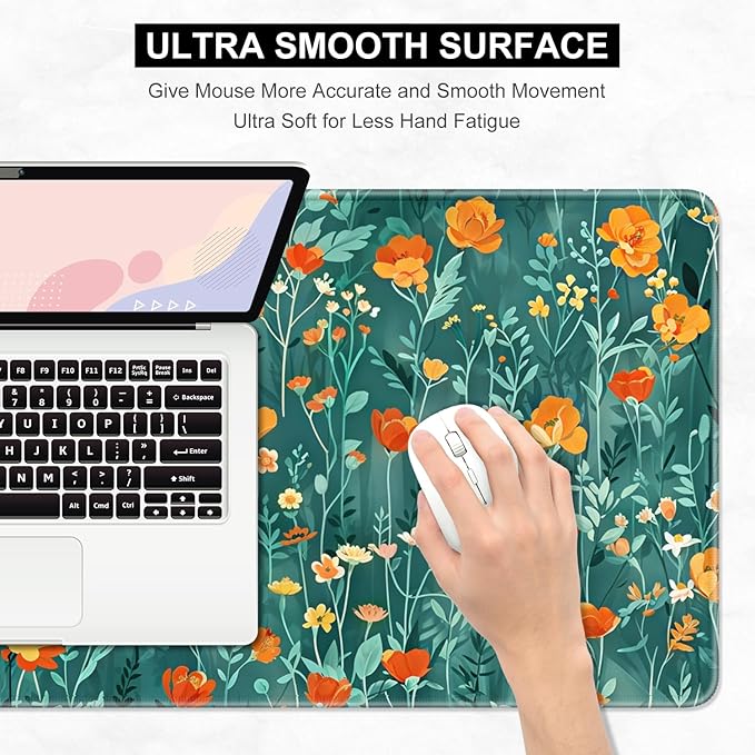 Desk Pad, 32" x 16" XXXL Extended Large Gaming Mouse Pad, Desktop Decor Desk Mat, Men Women Office Supplies and Accessories, Cute Anime Mouse Mat for Laptop & Keyboard, Colorful Flowers
