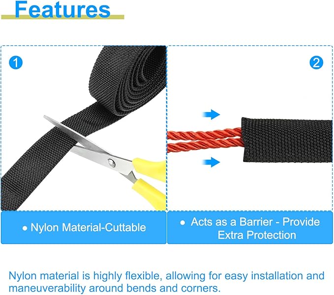 PATIKIL 0.9" Dia 3.3FT Nylon Protective Hose Sleeve, Cable Cover Sheath Protection for Welding Tig Torch Hydraulic Hose, Black