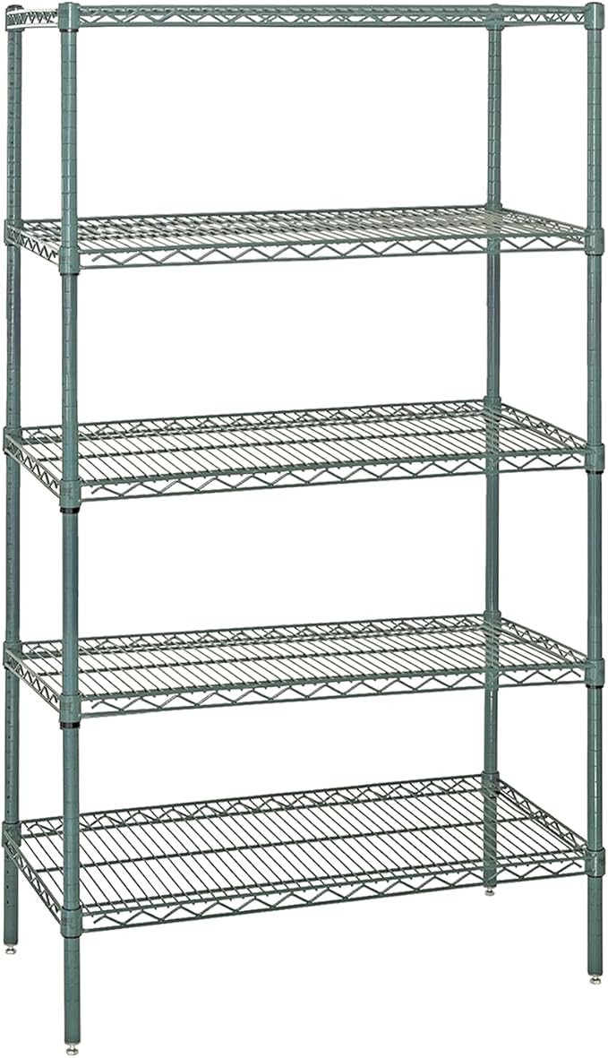 Quantum Storage Systems WR86-1248P-5 Starter Kit Wire Shelves Green Epoxy 5 Shelves 86" H x 48" W x 12" D