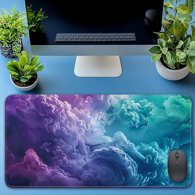 Desk Pad Protector, Office Desk Mat, Large Mouse Pad, Non-Slip Desk Blotter, 23.6x11.8 inch, Colorful Clouds