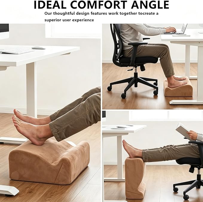 Foot Rest for Under Desk at Work. Multifunctional 3-Tier Foot Stool Office Desk Accessories, Soft Ergonomic Footrest,Support Foot Pillow,Heel Chair,Leg Elevation Pillow (Brown, One Size)