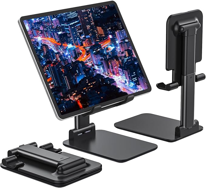 Anozer Tablet Stand Foldable & Adjustable, Portable Monitor Stand 5.55*3.94" Wide, Fit for iPad Holder Stand Compatible with iPad Pro 11, 12.9/for iPad 10.9; Surface Pro; Portable Monitor 4.7-15.6"