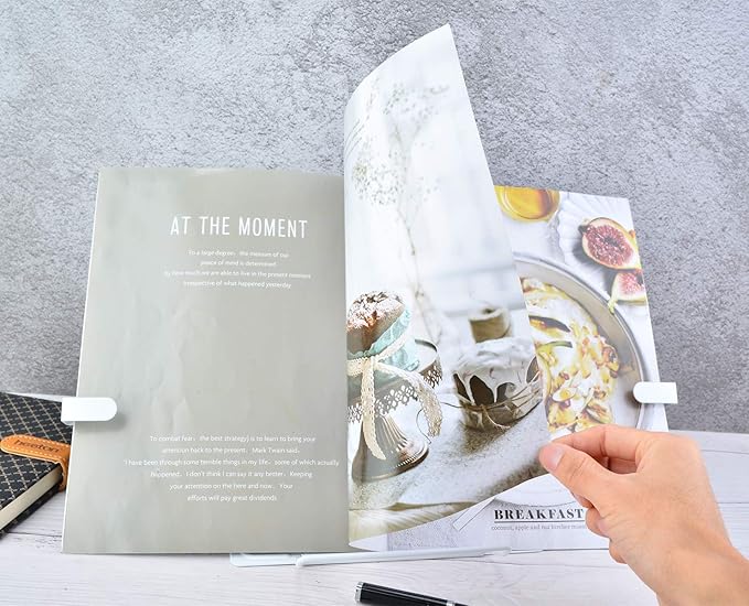 Citmage Desk Book Stand Document Holder Heavy Duty Metal Reading Stand for Book Magazine Menu Speech with 6 Adjustable Positions (Upgrade Edition White)