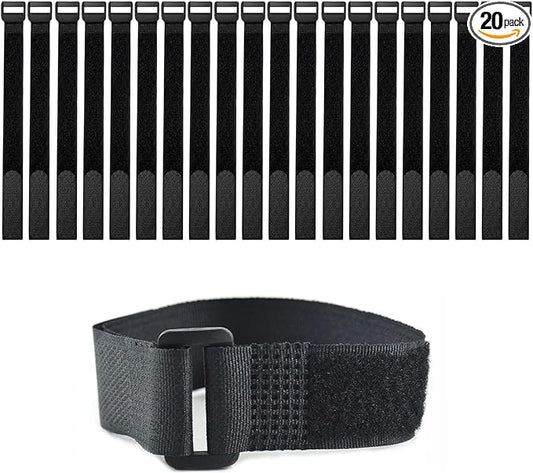 20 Pack (12 x 1 Inch) Reusable Fastening Cable Straps,Adjustable Multi-Purpose Hook and Loop Straps Nylon Cable Ties for Wire Cable Management Home Office Garage Outdoor Organization