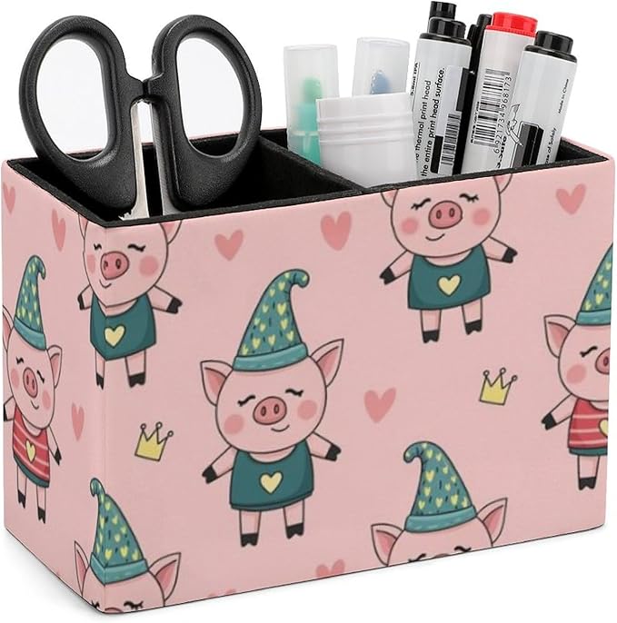 Square Pencil Container for Home Office Cute Pig Pink, Stylish and Functional Solution