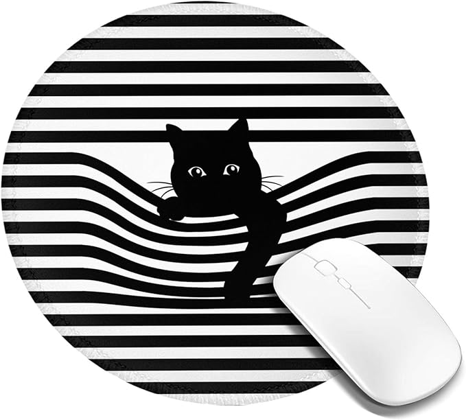 Cat Round Mouse Pad Premium Textured Mouse Mat Washable Mousepads with Extended Stitched Edges Non Slip Rubber Base Small Mousepad 7.9 X 7.9 X 0.12 Inches