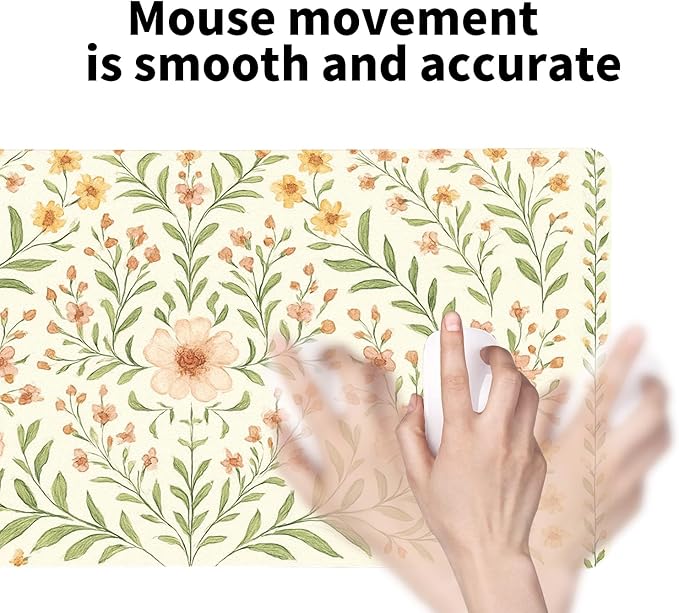 Romantic Floral Bouquet Desk Mat, Elegant PU Leather Desk Pad for Women - Large Non-Slip Office Mat to Elevate Your Gaming & Home Workspace (23.6x11.8 Inch)