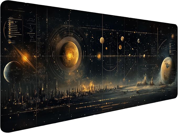 Celestial Map Desk Pad Mouse Pad Space Satellite Future Earth Surreal Mousepad XL Large Gaming Mouse Pad Laptop Keyboard Mat Desk Pad 31.5"x11.8" Office Computer Keyboard Laptop Home