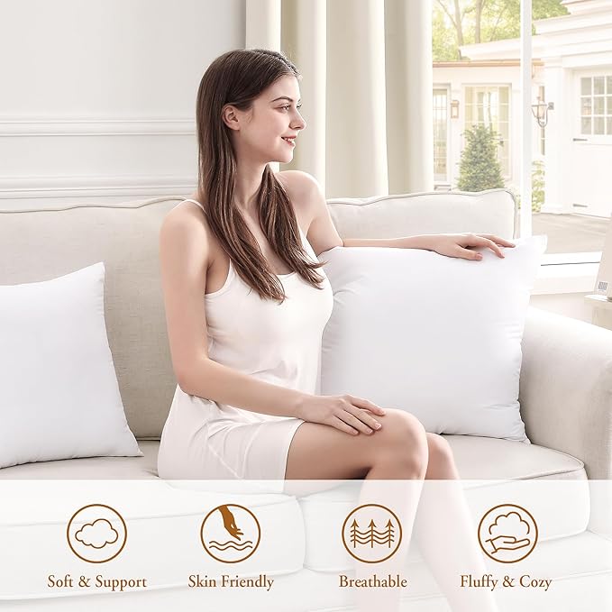 puredown® 20x20 Pillow Inserts, Pack of 1, Fluffy Soft Square Form Sham Stuffer, Decorative Throw Pillows for Couch, Sofa, Bed and Home Decor