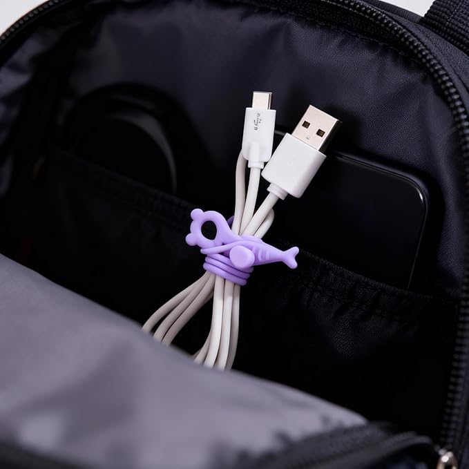 28 Pcs Silicone Cable Ties Reusable, Cable Cord Organizer Straps for Charging Wire, Computer Cords, 4 Color