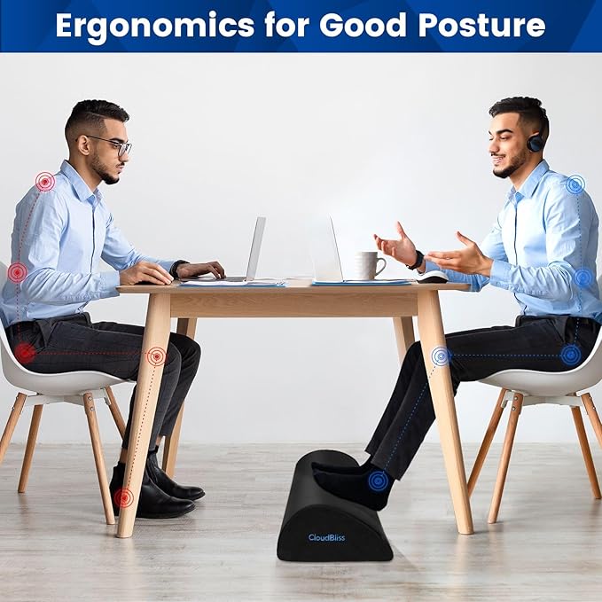 Foot Rest for Under Desk at Work,Office Desk Accessories with Soft Foam and Washable Removable Cover, Foot Stool for Office, Car, Home to Foot Support and Relax Ankles, Black