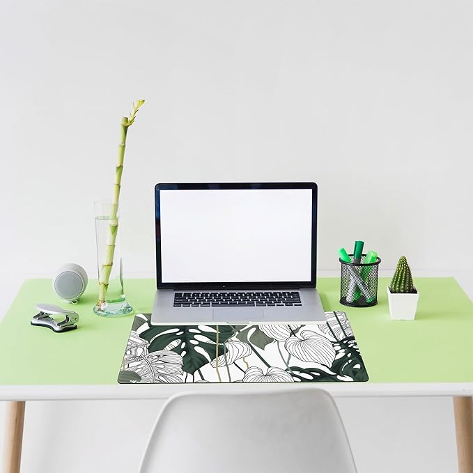 Tropical Leaf Extended Large Gaming Mouse Pad Split Leaf Philodendron Plant XXL Mousepad Desk Pad Mat for Keyboard and Mouse, Non Slip Rubber Base Mousepad with Stitched Edges, 31.5 x 15.8 in
