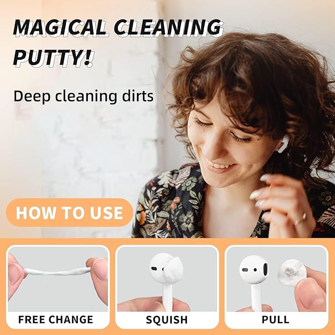 MOLOPPO Cleaning Clay, Phone Cleaning Kit with Clean Pen, Remove Ear Wax & Dirt & Gunk from Device's Small Crevices, for AirPod Cleaner Kit for Airpods Charging Case/Headphones/Electronics