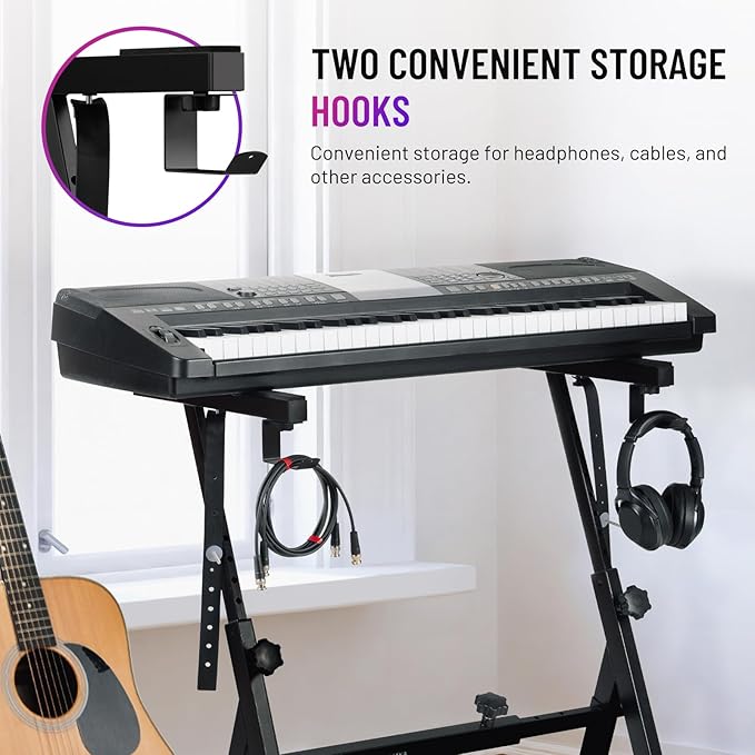 CAHAYA Keyboard Stand Piano Adjustable - Z Style Piano Stands Heavy Duty Stable and Portable with Height and Width Adjustable Fits for 54 61 76 88 Keys Electric Pianos Black
