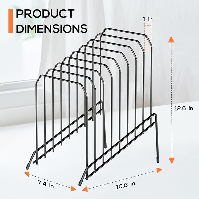 MINDEPOT Incline Sorter Desk File Organizer, Metal Desk Magazine Folder Holder with 8-Section Vertical Compartments Rack File Organizer for Office, Home, School