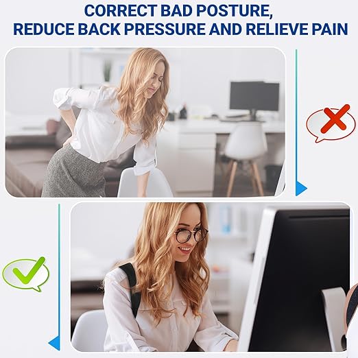 Posture Corrector for Women & Men - Adjustable Upper Back Brace Straightener Suitable for Lumbar, Shoulder, Neck, Scoliosis, Providing Comfortable Elastic Support and Pain Relief