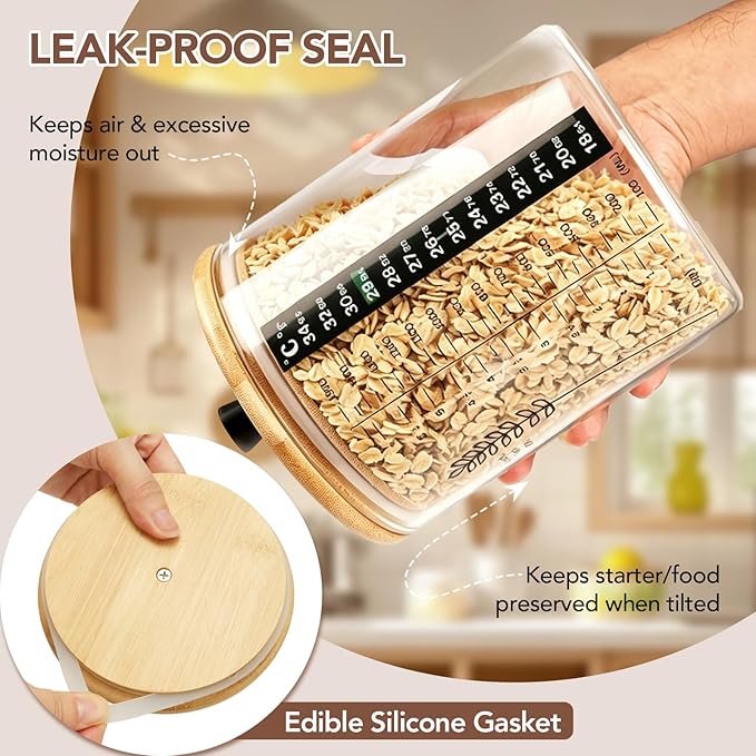 50oz Sourdough Starter Jar Kit, Wide Mouth Sourdough Jar for Sour Dough Bread, Sourdough Starter Kit & Sourdough Bread Baking Supplies, Sour Dough Starter Jars for Beginners and Pro(2 Pack)