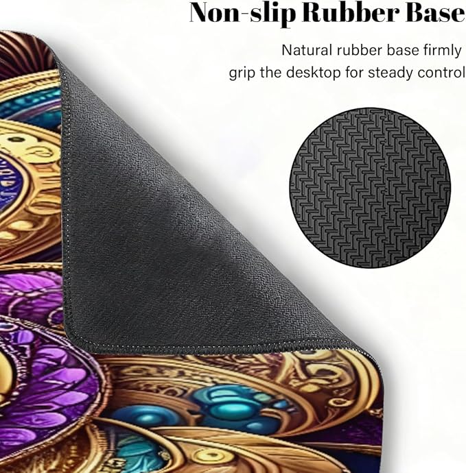 Large Mouse Pad Ethnic Boho Purplw Non-Slip Rubber Long Gaming Desk Mat Big Computer Keyboard Mousepad Waterproof Protector Wristing Pad for Gaming Office Home Decorative 31.5 X 11.8 Inch