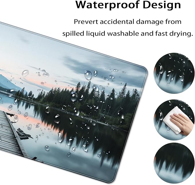 35.4 x 15.7 in, XXL Large Mouse Pad for Desk, Extended Keyboard Mouse Mat for Computer Office, Big Mouse pad with Stitched Edges, Gaming Pc-Beautiful View by The Lake