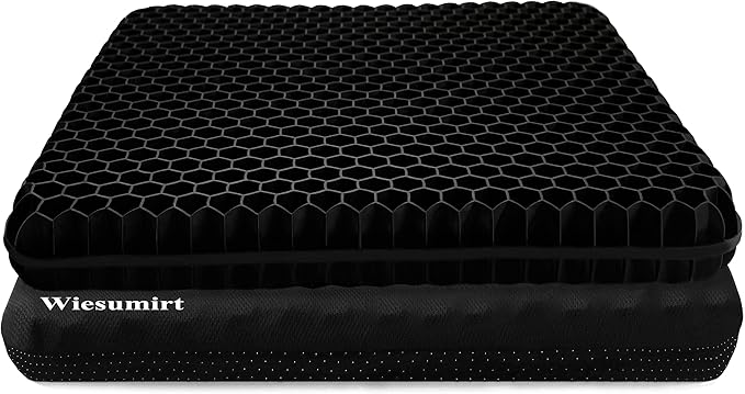 Plus Size Gel Seat Cushion for Long Sitting, Extra Large and Thick, Seat Cushion for Back, Sciatica, Hip, Tailbone Pain Relief, Used for The Office, Wheelchair, Car, Recliner, Stadium, Kayka.(Black)