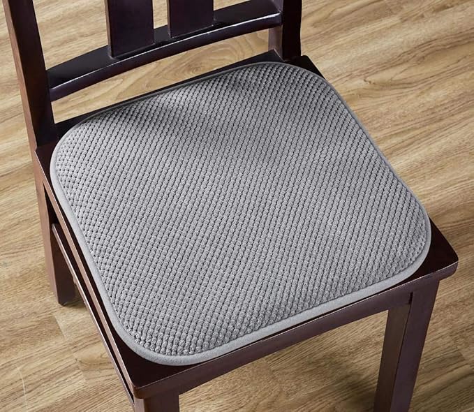 GoodGram 12 Pack Non Slip Ultra Soft Chenille Honeycomb Premium Comfort Memory Foam Chair Pads/Cushions - Assorted Colors (Silver/Light Gray, 12 Pack)