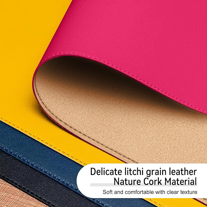 Leather Mouse Pad with Stitched Edge, Waterproof Gaming Mouse Mat for Computers, Laptop, Office & Home (Rose, 11"*8")