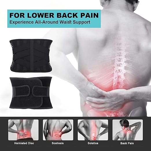 Back Brace for Lower Back Pain Relief, Anti-skid Lumbar Support Belt With Mesh for Women Men, Adjustable Lumbar Support Brace for Sciatica, Scoliosis, Body Shape Waist Trainer for Heavy Lifting, Gym, Workouts (M)