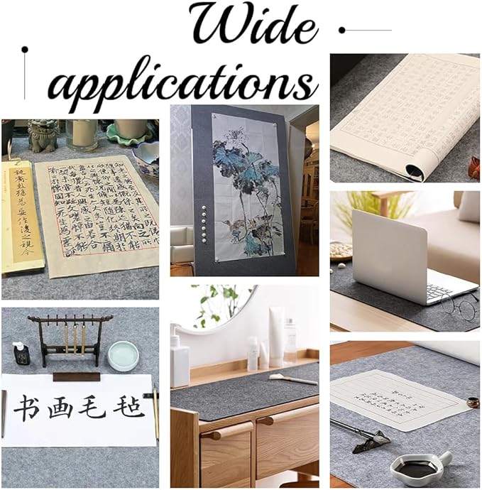 PH PandaHall 48 x 32 Inch Chinese Calligraphy Drawing Felt Mat Water Drawing Cloth, Gray Writing Felt Mat Reusable Water Paper Felt Desk Pad for Calligraphy Practicing Painting Beginners