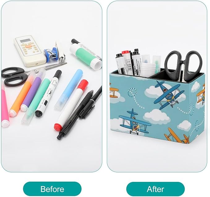 Modern PU Leather Pen Container Cute Airplane, Enhance Your Office Decor