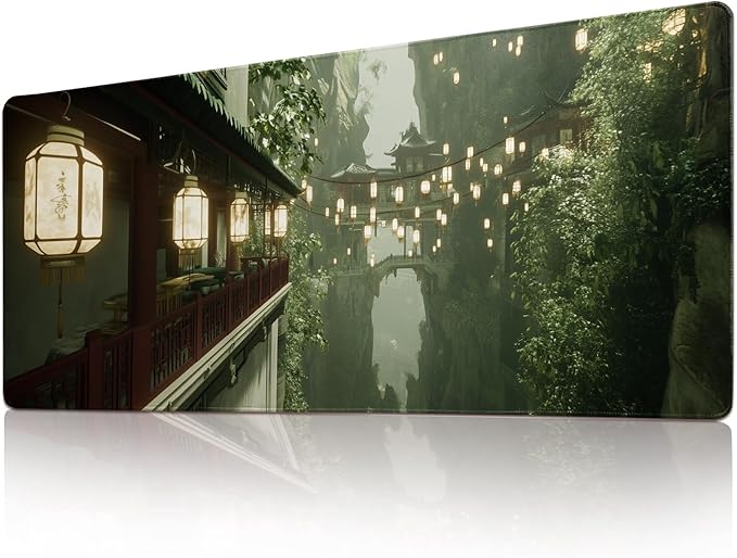 Desk Mat Mouse Pad Gaming Desk Pad XL Large Mouse Mat Office Decor Accessories (Ancient Buildings Mountain)