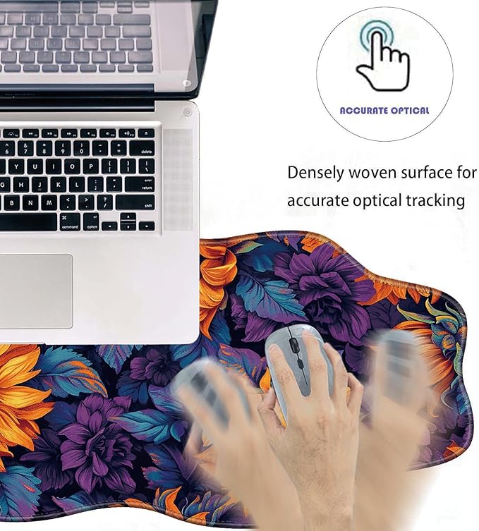 Large Gaming Mouse Pad for Desk,35.4 * 15.7in,Irregular Wavy Stitched Edges,XL Mousepad with Anti-Skid Rubber Base,Keyboard and Mouse Mat,Office Desk Writing Pad,Sunflower