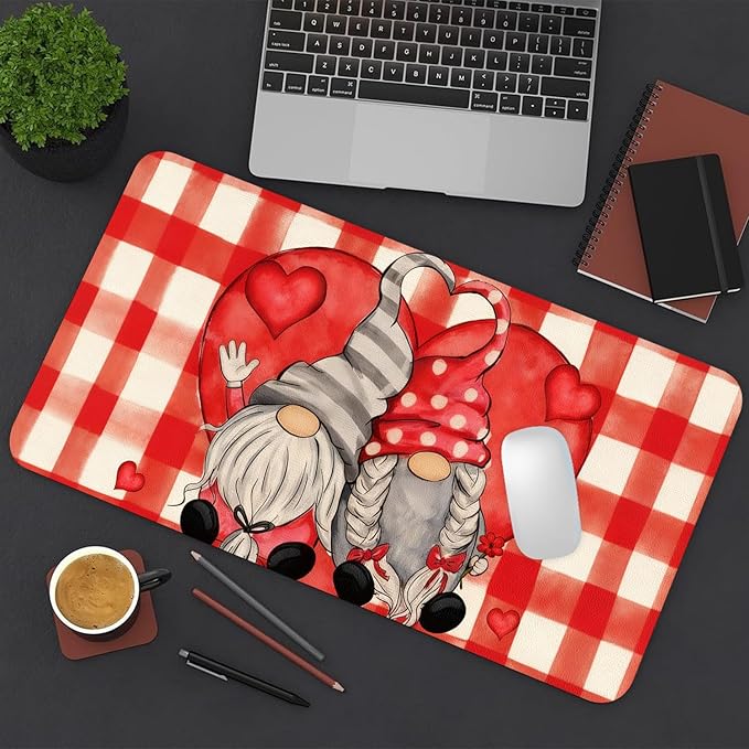 Valentine Desk Mat, Cute Love Heart Large Mouse Pad for Desktop, PU Leather Waterproof Desk Pad, Computer PC Laptop Protector Gaming Mouse Pads Valentine's Day Gifts for Her Him (23.6" x 11.8")