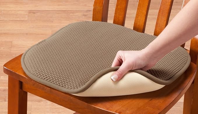 GoodGram 2 Pack Non Slip Ultra Soft Chenille Premium Comfort Memory Foam Chair Pads/Cushions - Assorted Colors (Taupe)
