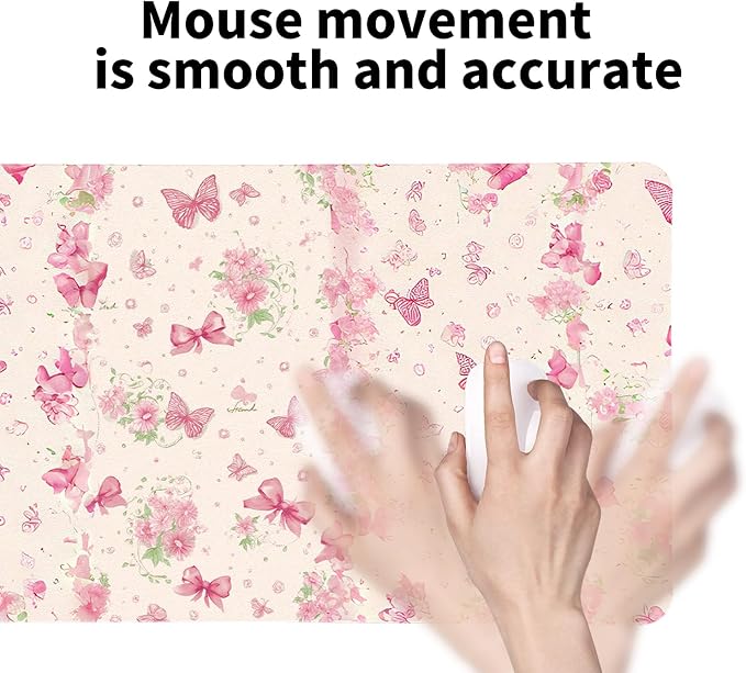 Butterfly Theme Desk Mat for Women, Large PU Leather Desk Pad with Non-Slip Base, Romantic Office Keyboard Mat for Gaming & Home Work, Enchanting Gift Idea(23.6x11.8 Inch)