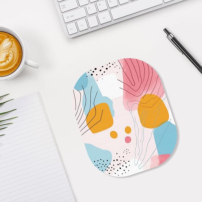 Small Mouse Pad, 6 x 7 Inch, Oval Mini Mouse Pad with Non-Slip Rubber Base for Laptop Wireless Mouse Keyboard Tray Mousepad, Graffiti Pattern