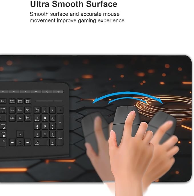 Large Extended Gaming Mouse Pad with Stitched Edges, (35.4X15.7In) Durable Non-Slip Natural Rubber Base, Waterproof Computer Keyboard Pad Mat for Esports Pros/Gamer/Desktop/Office/Home (E)