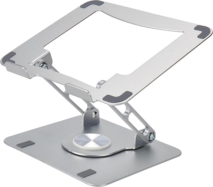 Uncaged Ergonomics Swivel Laptop Stand for Desk, Adjustable Computer iPad Stand for Desk w/ 360 Rotation, Portable Laptop Holder for Home Office Ergonomic Supplies (Silver)