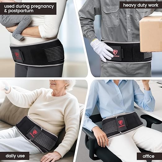 Women Sacroiliac Belt for Lower Back Pain Relief, Adjustable Hip Brace with Ice Pack, SI Joint Hip Belt for Postpartum Recovery & Lumbar Support (Fits Waist circumference 30-39 Inches)