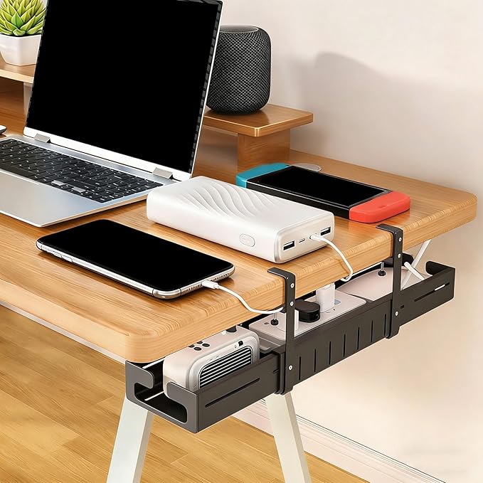 Not Drilling Installation Cable Holder Perfect for Desk with Large Capacity to Store Power Strips and Hide Wire Neatly Unraveled Cable Tray