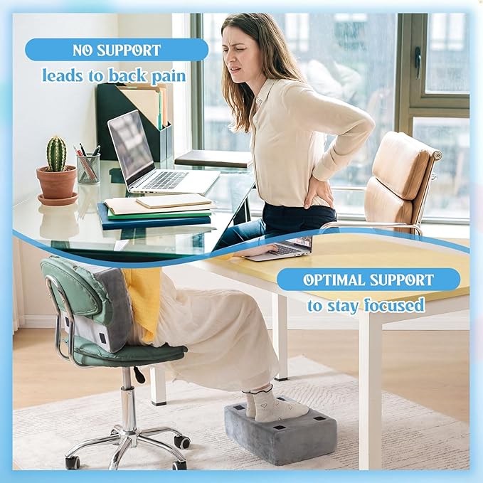 Novabright Foot Rest Under Desk, 3 Height Adjustable Ergonomic Foot Stool with Gel Textured Top and Cozy Pocket, Non-Slip Foam Footrest for Office Home Car(15" X 11" X 14.4",Cambered,Gray)