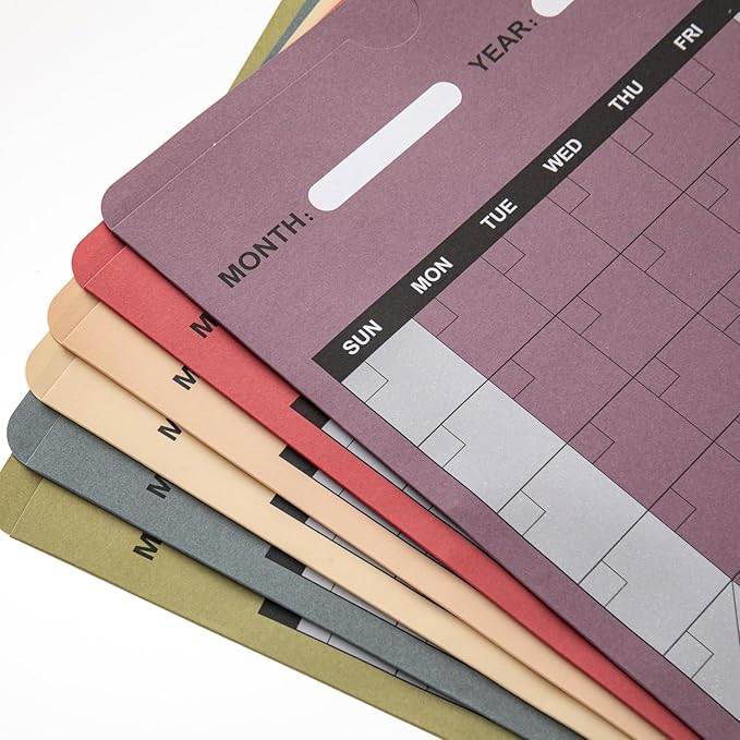 Y YOMA 18 Pack File Folder Jackets Letter Size Paper Pocket File Folder with Reinforced Straight-Cut Tab Pre-Printed Job Folders No Expansion Organizer, Morandi Colors, Vertical Calendar Design