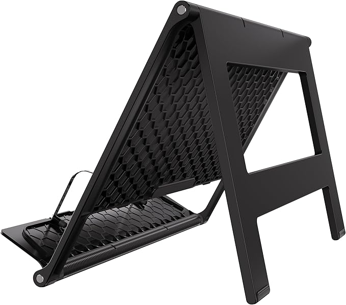 Readaeer Portable Book Stand Free Angle Adjustable Book Holder for Thick Textbook Collapsible Lightweight Book Rest (Black)