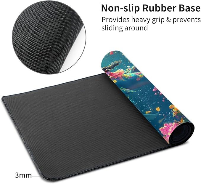 3XL Huge Ocean Mouse Pads Oversized 48"x24" - Extra Large Gaming XXXL Mouse Pad for Full Desk - Whales Marine Life Mousepad with Stitched Edges Non-Slip Rubber Base, Desk Mat