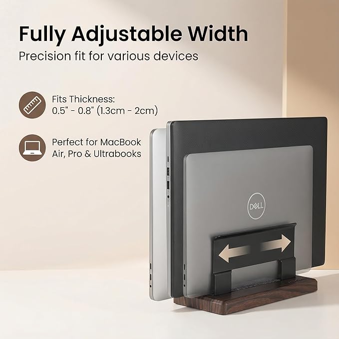Vertical Laptop Stand for Desk - Adjustable Laptop Holder for MacBook & Most Laptops