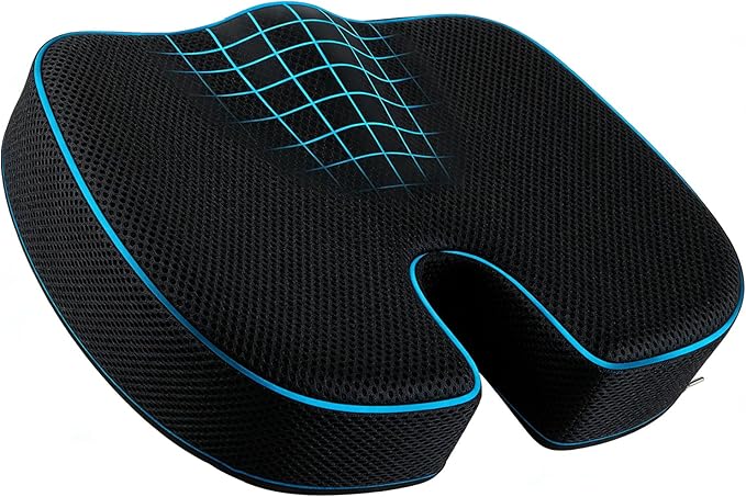Memory Foam Seat Cushion for Sciatica & Tailbone Pain Relief – Ergonomic Office Chair Cushion, Coccyx Cushion for Tailbone Pain, Sciatica Pain Relief Pillow for Office, Car